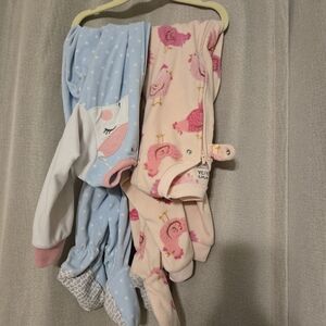 Carter's Girls Blue and Pink Sleep and Play Pajama Set